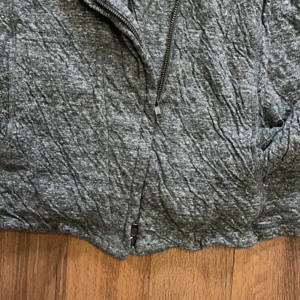 Eileen Fisher Organic Cotton Gray Lightweight Casual Moto Jacket Size Medium - Picture 4 of 5